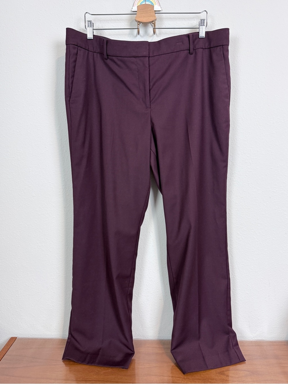 Ann Taylor Straight-Leg Knit Trouser Pants Plum 14